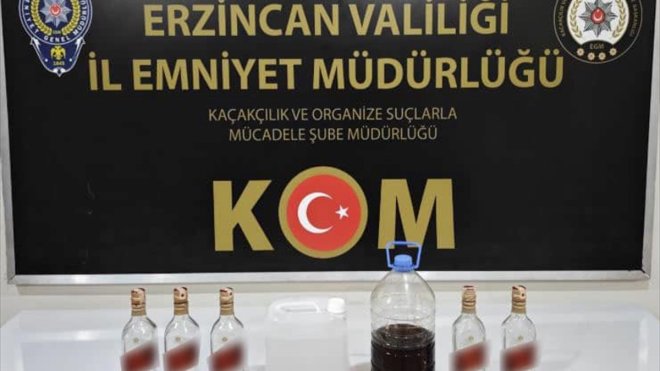 Erzincan'da sahte içki operasyonunda 1 şüpheli yakalandı