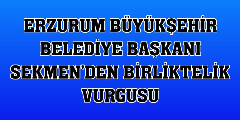 Erzurum Büyükşehir Belediye Başkanı Sekmen'den birliktelik vurgusu