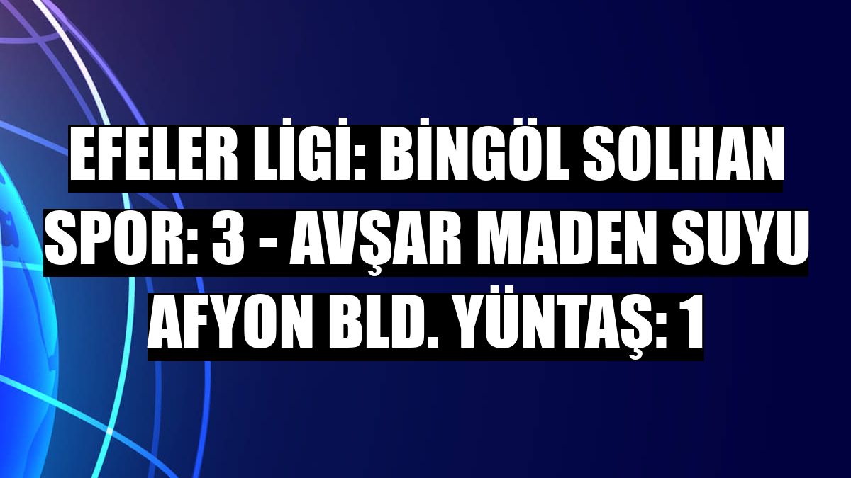Efeler Ligi: Bingöl Solhan Spor: 3 - Avşar Maden Suyu Afyon Bld. Yüntaş: 1