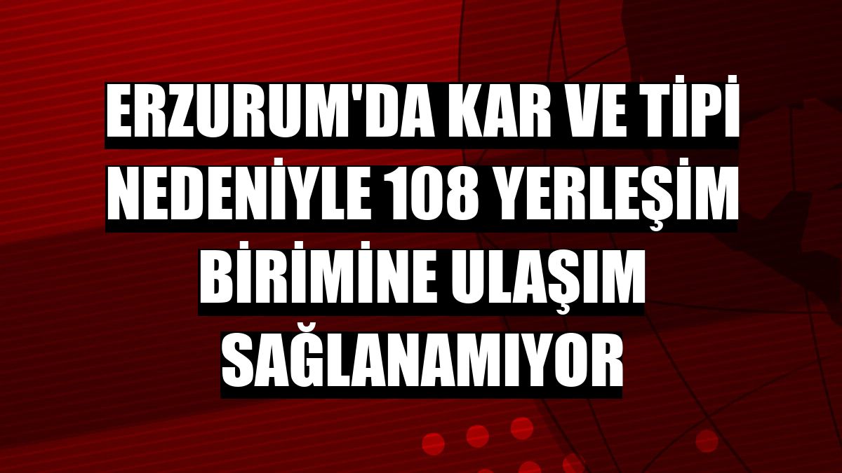 Erzurum'da kar ve tipi nedeniyle 108 yerleşim birimine ulaşım sağlanamıyor