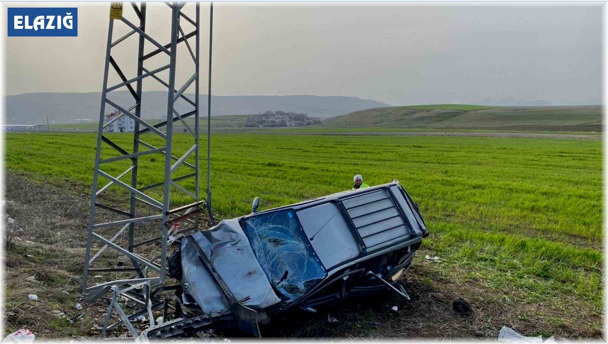 Elazığ'da hafif ticari araç elektrik direğine çarptı: 5 yaralı