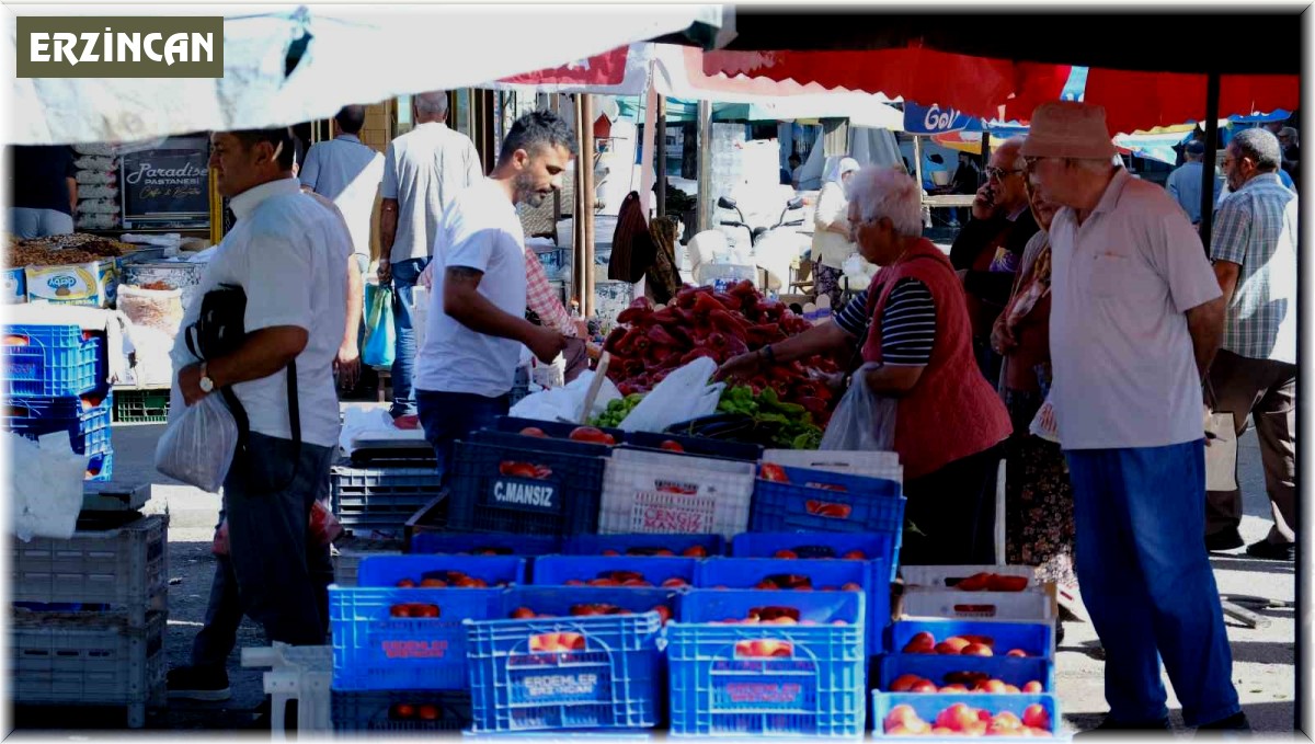 Erzincan'da salçalık domates ve biberler tezgahlarda