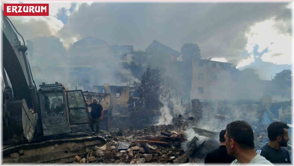 Pazaryolu'nda korkutan yangın: 10 ev kullanılamaz hale geldi