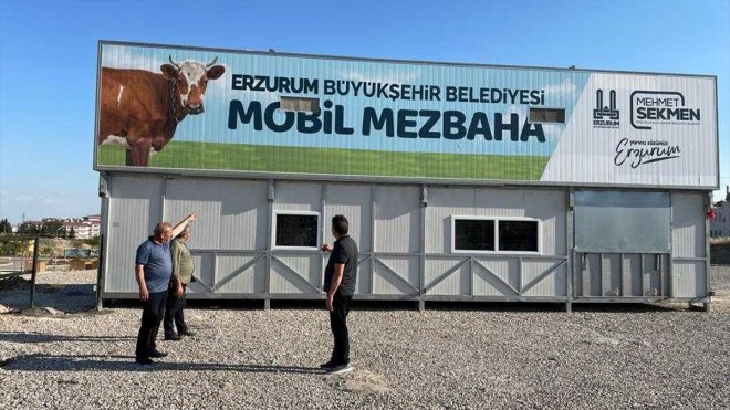 Erzurum Büyükşehir Belediyesi, Adıyaman'a mobil mezbaha kurdu