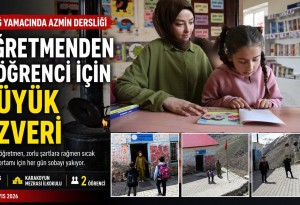 Bitlis'te Kevser Hilal Gökçe iki öğrencisi için soba yakıp ders anlatıyor