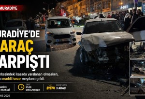 Muradiye çarşı girişinde 3 araç çarpıştı: Yaralanan olmadı