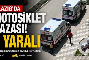 Elazığ'da devrilen motosikletteki 2 kişi yaralandı