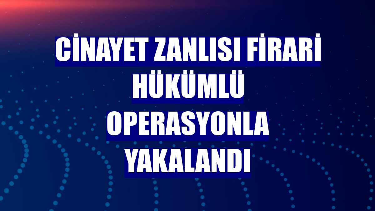 Cinayet zanlısı firari hükümlü operasyonla yakalandı
