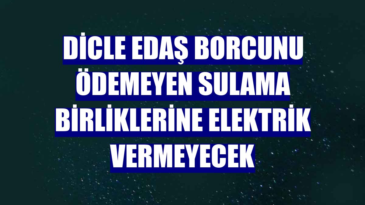 Dicle EDAŞ borcunu ödemeyen sulama birliklerine elektrik vermeyecek