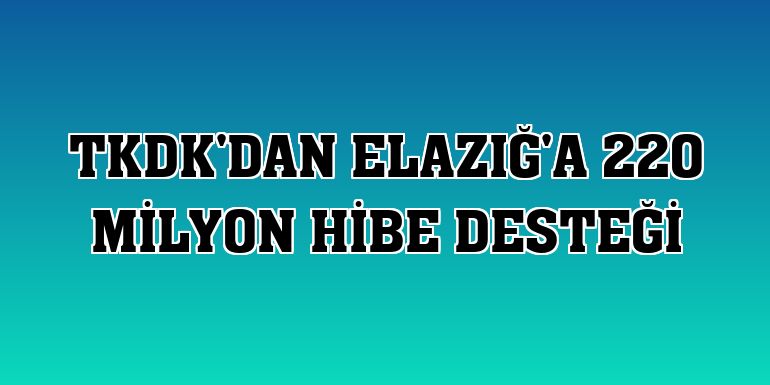 TKDK'dan Elazığ'a 220 milyon hibe desteği