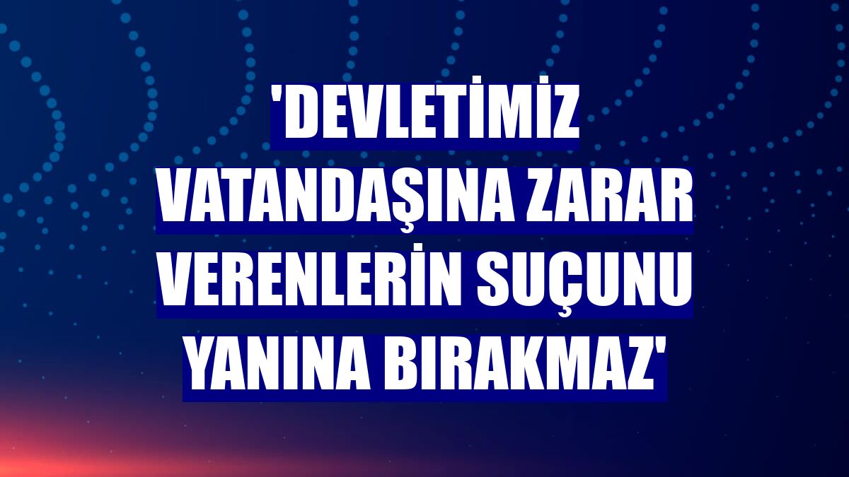 'Devletimiz vatandaşına zarar verenlerin suçunu yanına bırakmaz'