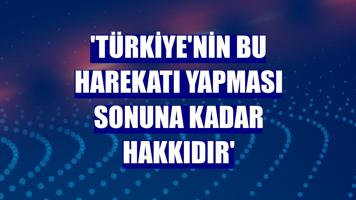 'Türkiye'nin bu harekatı yapması sonuna kadar hakkıdır'