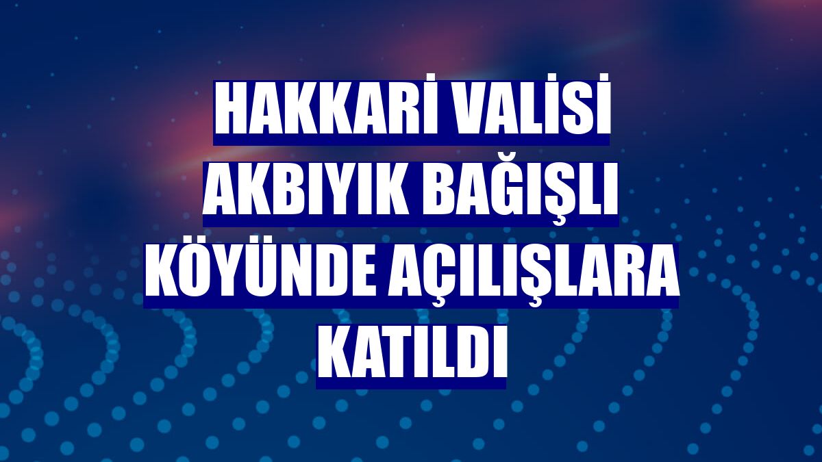 Hakkari Valisi Akbıyık Bağışlı Köyünde açılışlara katıldı