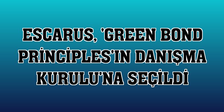 Escarus, 'Green Bond Principles'ın Danışma Kurulu'na seçildi