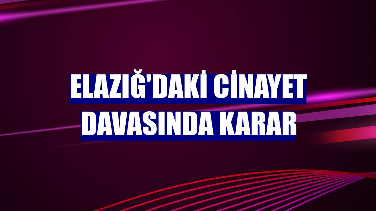 Elazığ'daki cinayet davasında karar
