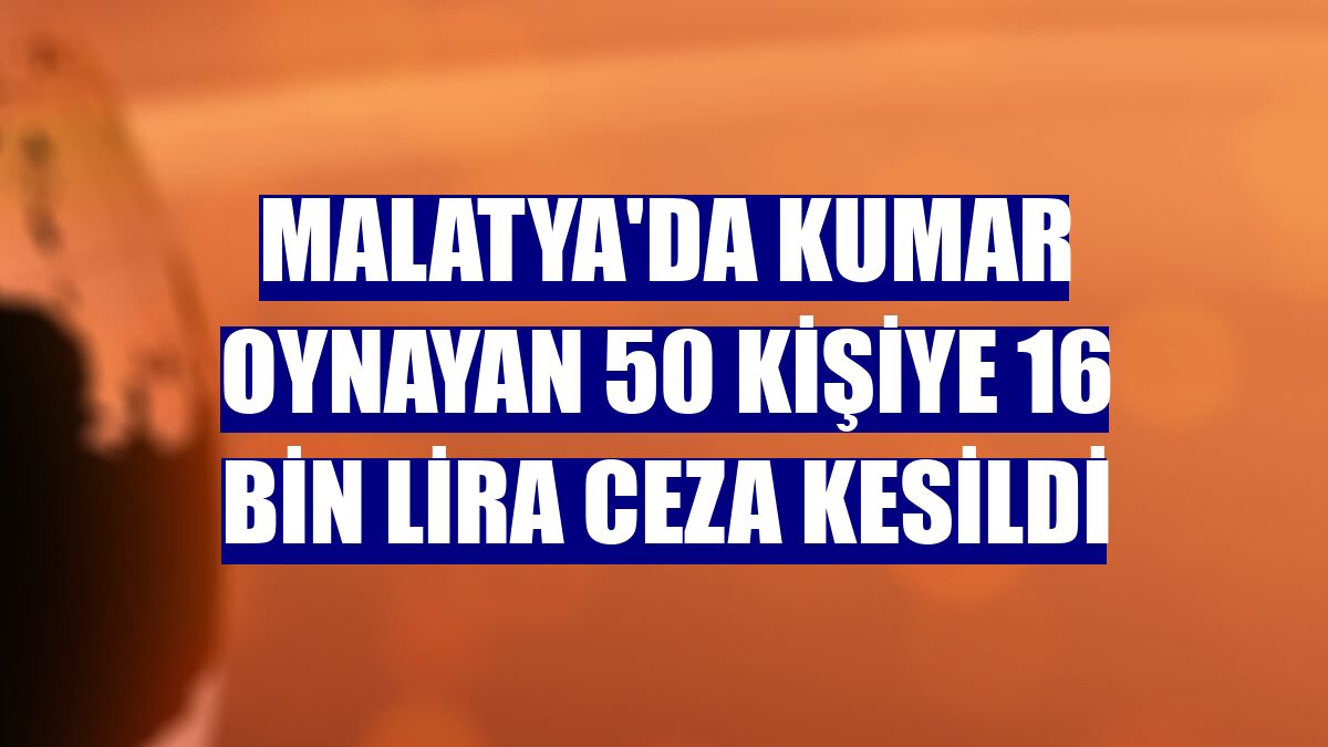 Malatya'da kumar oynayan 50 kişiye 16 bin lira ceza kesildi
