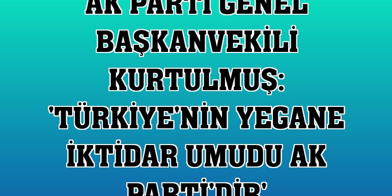 AK Parti Genel Başkanvekili Kurtulmuş: 'Türkiye'nin yegane iktidar umudu AK Parti'dir'