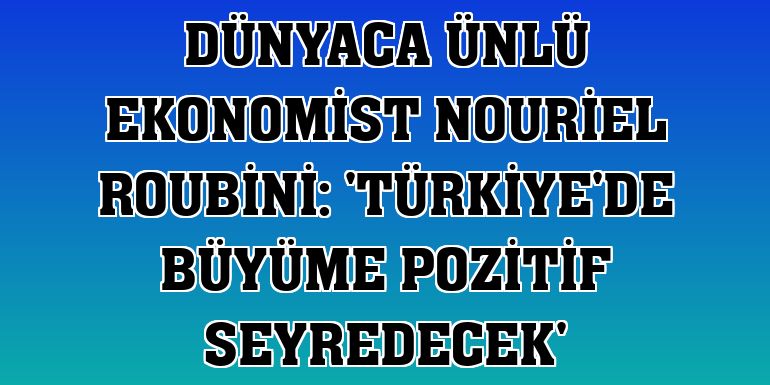 Dünyaca ünlü ekonomist Nouriel Roubini: 'Türkiye'de büyüme pozitif seyredecek'