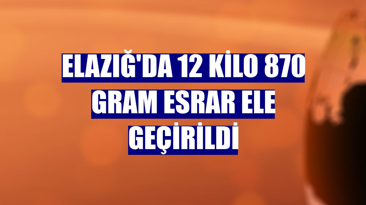 Elazığ'da 12 kilo 870 gram esrar ele geçirildi