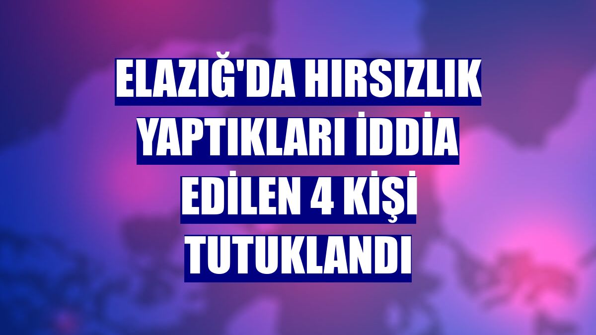 Elazığ'da hırsızlık yaptıkları iddia edilen 4 kişi tutuklandı