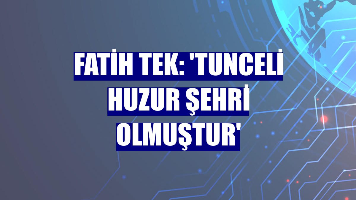 Fatih Tek: 'Tunceli huzur şehri olmuştur'
