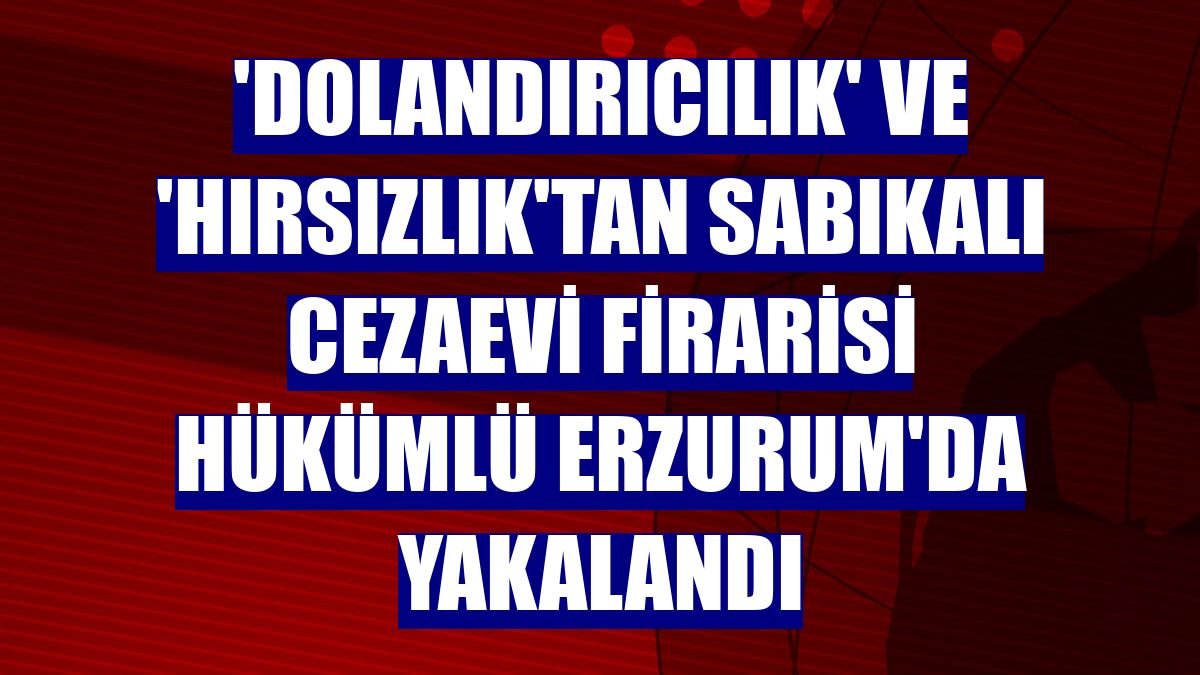 'Dolandırıcılık' ve 'hırsızlık'tan sabıkalı cezaevi firarisi hükümlü Erzurum'da yakalandı
