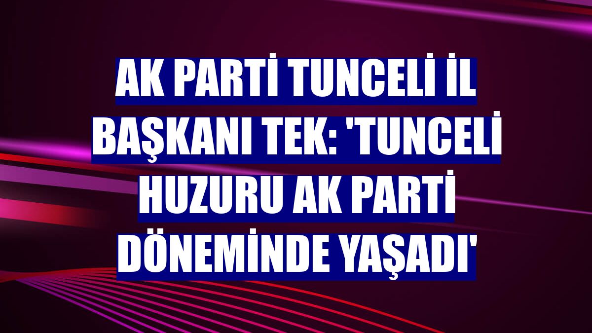 AK Parti Tunceli İl Başkanı Tek: 'Tunceli huzuru AK Parti döneminde yaşadı'