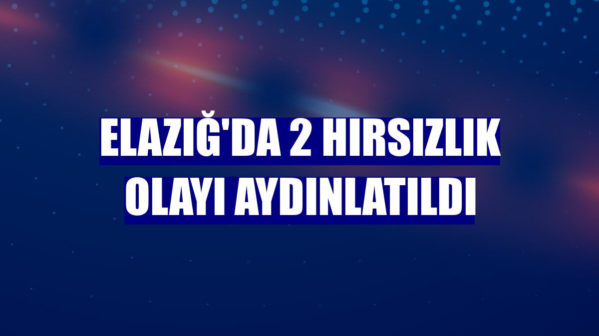 Elazığ'da 2 hırsızlık olayı aydınlatıldı
