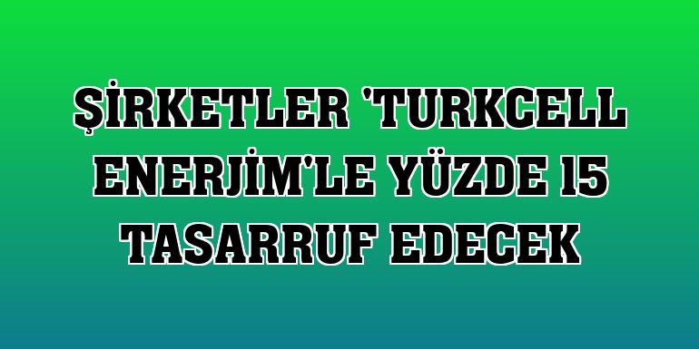 Şirketler 'Turkcell Enerjim'le yüzde 15 tasarruf edecek