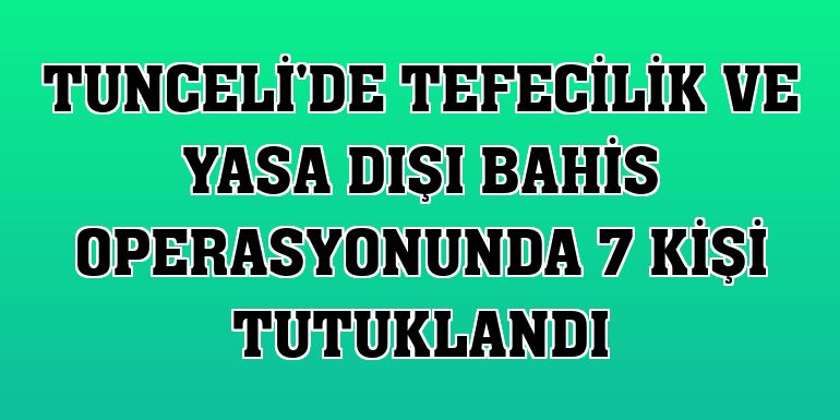 Tunceli'de tefecilik ve yasa dışı bahis operasyonunda 7 kişi tutuklandı
