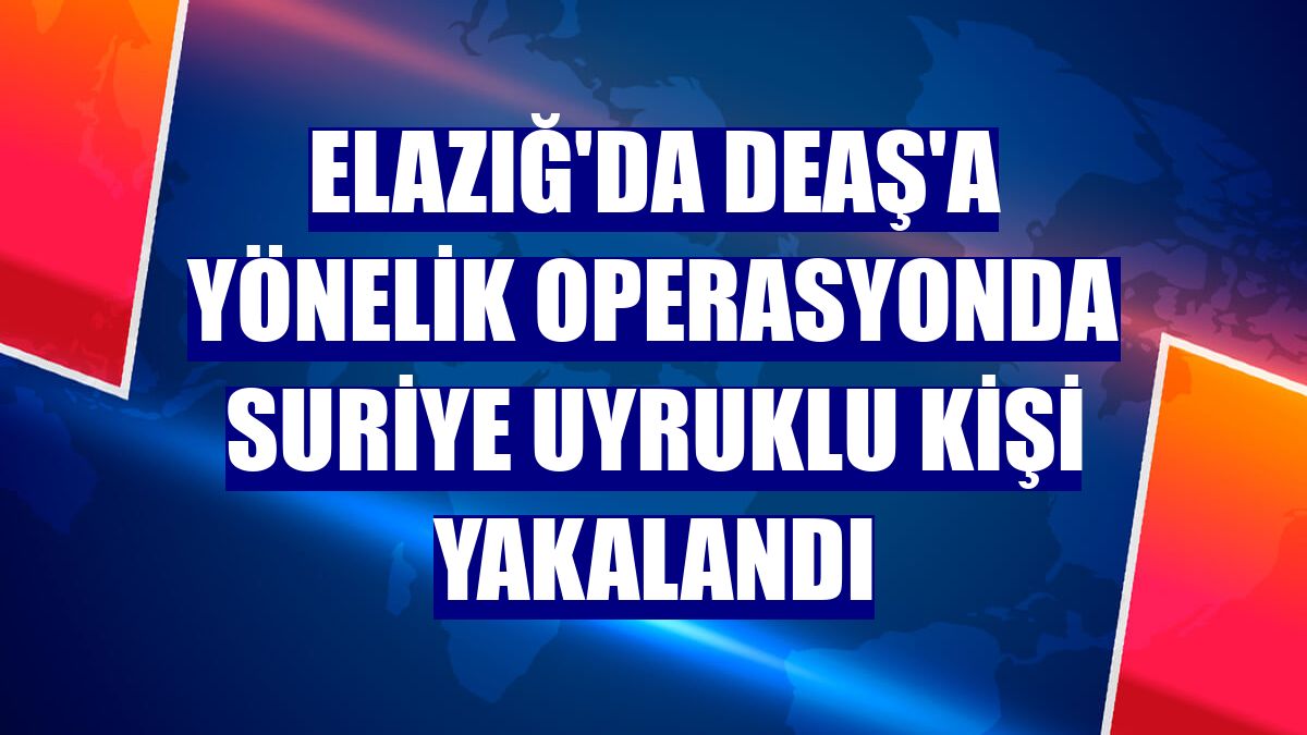 Elazığ'da DEAŞ'a yönelik operasyonda Suriye uyruklu kişi yakalandı