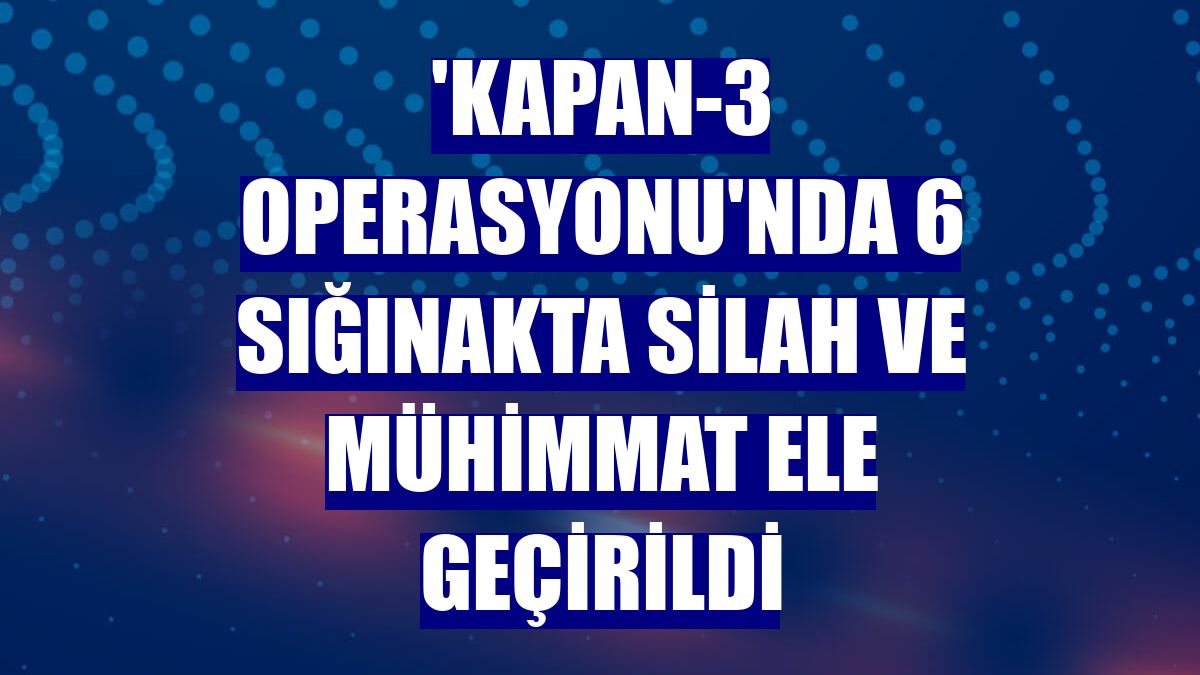 'Kapan-3 Operasyonu'nda 6 sığınakta silah ve mühimmat ele geçirildi