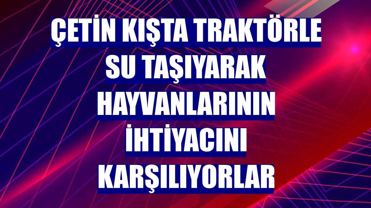 Çetin kışta traktörle su taşıyarak hayvanlarının ihtiyacını karşılıyorlar