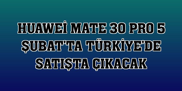 Huawei Mate 30 Pro 5 Şubat'ta Türkiye'de satışta çıkacak