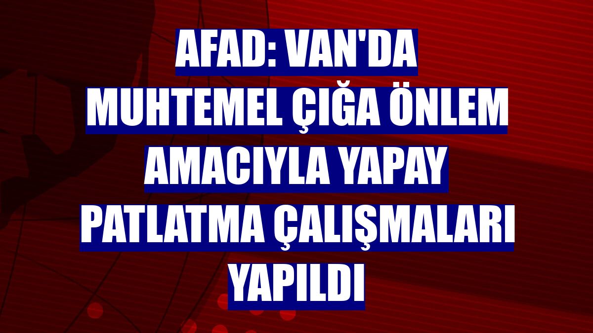 AFAD: Van'da muhtemel çığa önlem amacıyla yapay patlatma çalışmaları yapıldı