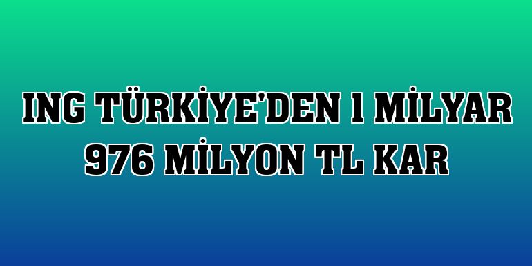 ING Türkiye'den 1 milyar 976 milyon TL kar