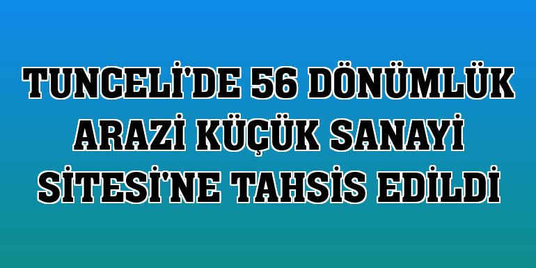 Tunceli'de 56 dönümlük arazi Küçük Sanayi Sitesi'ne tahsis edildi