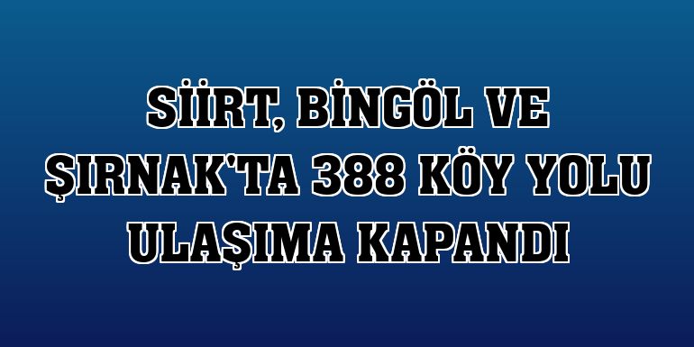 Siirt, Bingöl ve Şırnak'ta 388 köy yolu ulaşıma kapandı