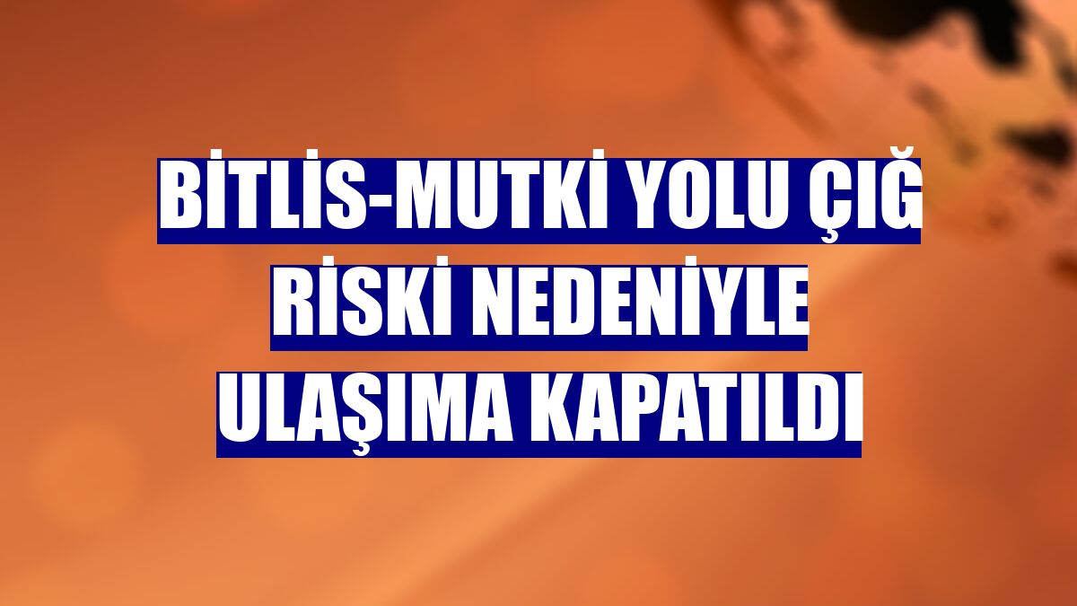 Bitlis-Mutki yolu çığ riski nedeniyle ulaşıma kapatıldı