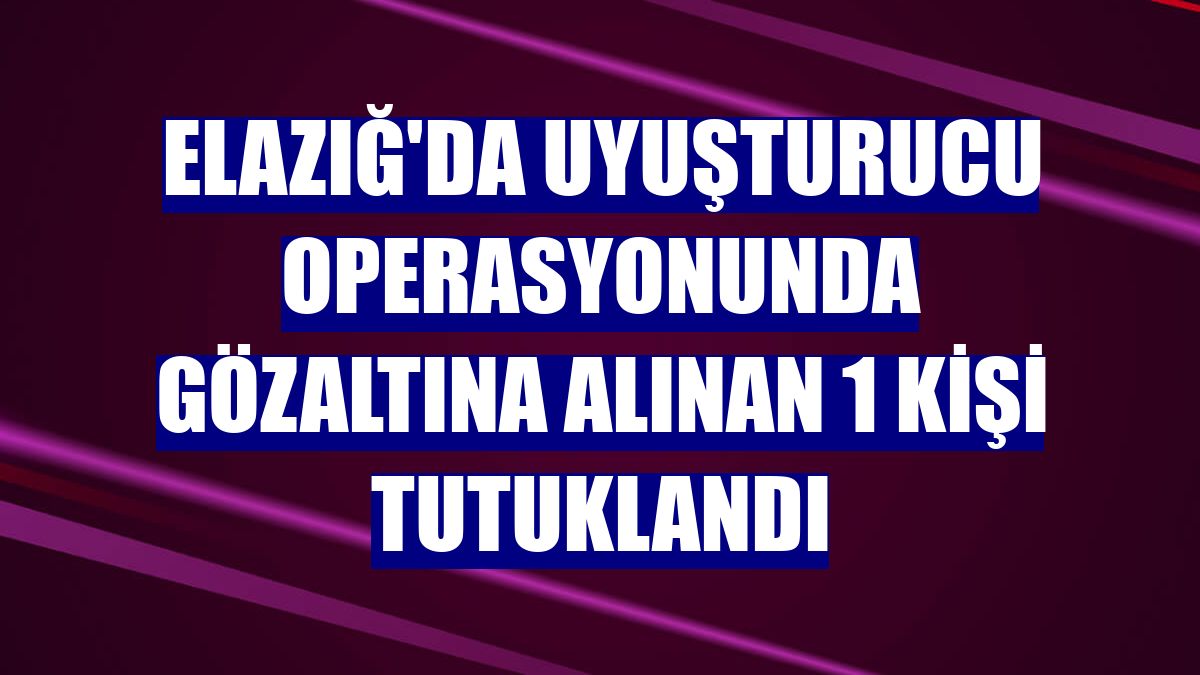 Elazığ'da uyuşturucu operasyonunda gözaltına alınan 1 kişi tutuklandı