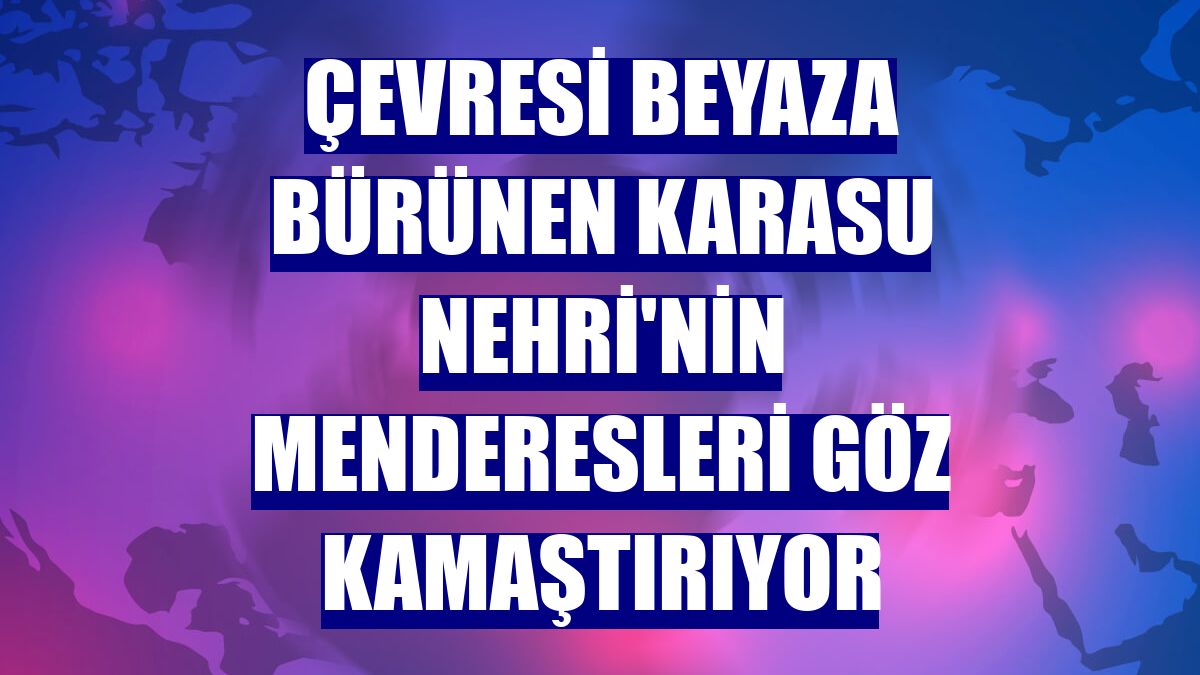 Çevresi beyaza bürünen Karasu Nehri'nin menderesleri göz kamaştırıyor