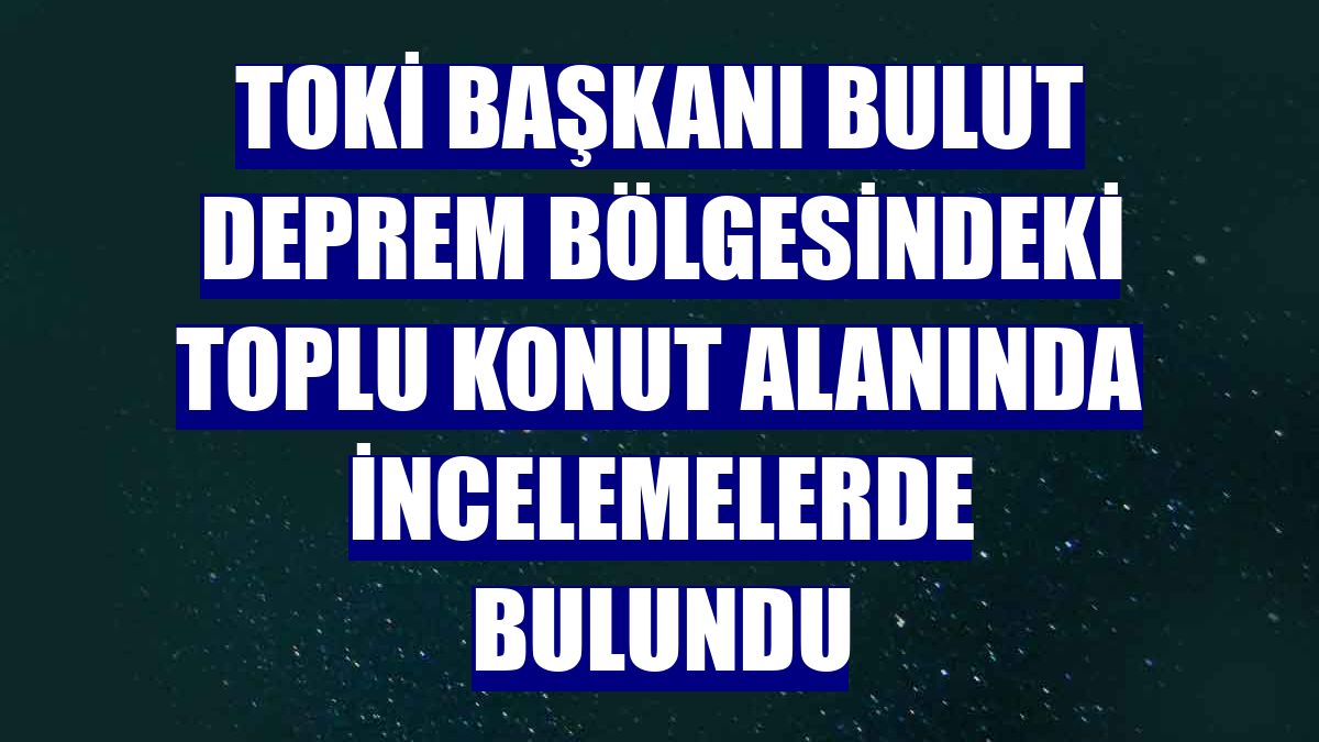 TOKİ Başkanı Bulut deprem bölgesindeki toplu konut alanında incelemelerde bulundu