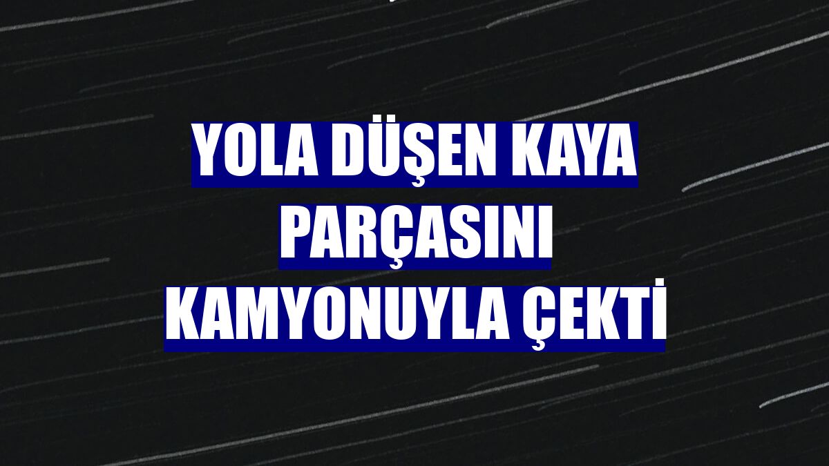 Yola düşen kaya parçasını kamyonuyla çekti