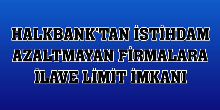 Halkbank'tan istihdam azaltmayan firmalara ilave limit imkanı