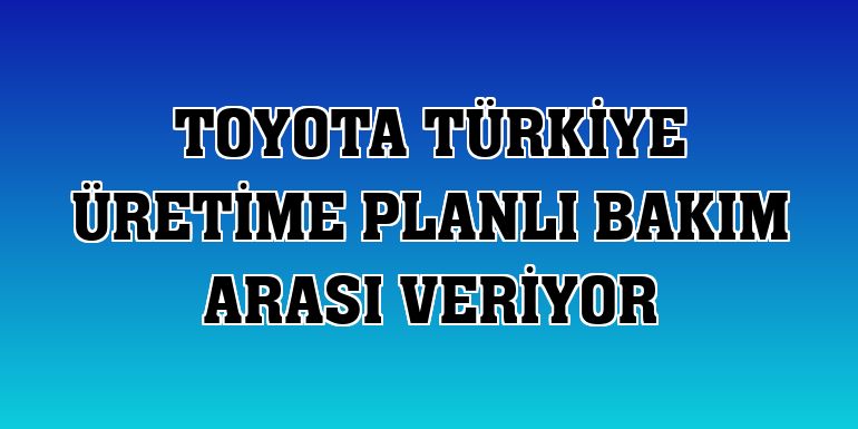 Toyota Türkiye üretime planlı bakım arası veriyor