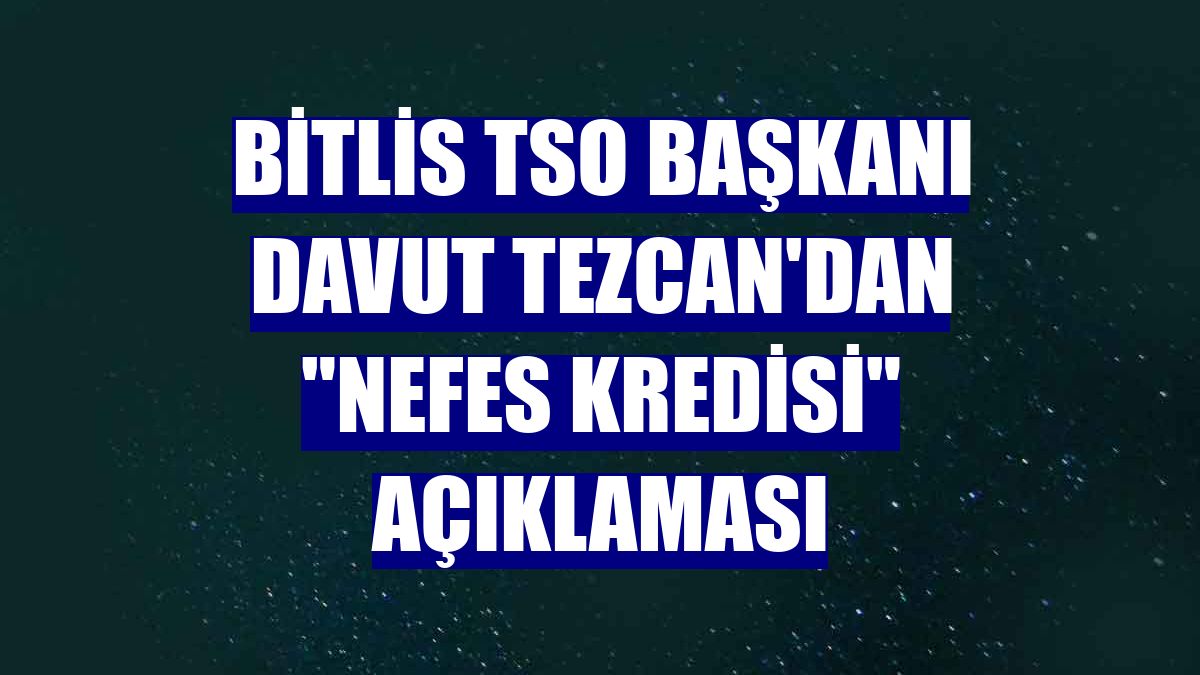 Bitlis TSO Başkanı Davut Tezcan'dan "Nefes Kredisi" açıklaması
