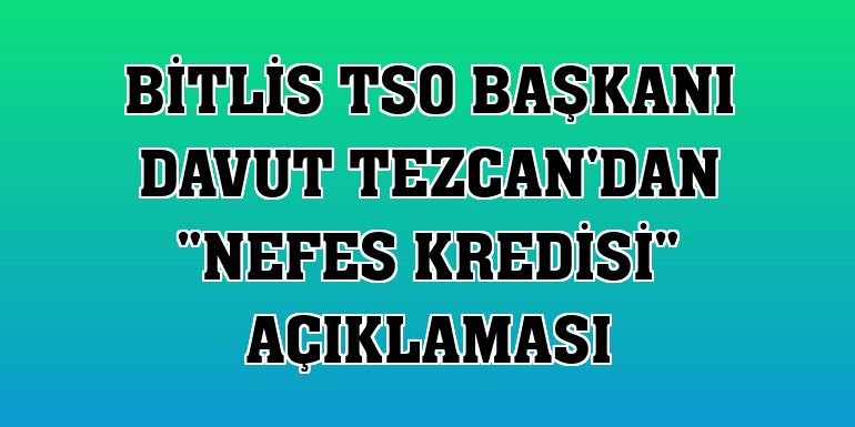 Bitlis TSO Başkanı Davut Tezcan'dan 'Nefes Kredisi' açıklaması
