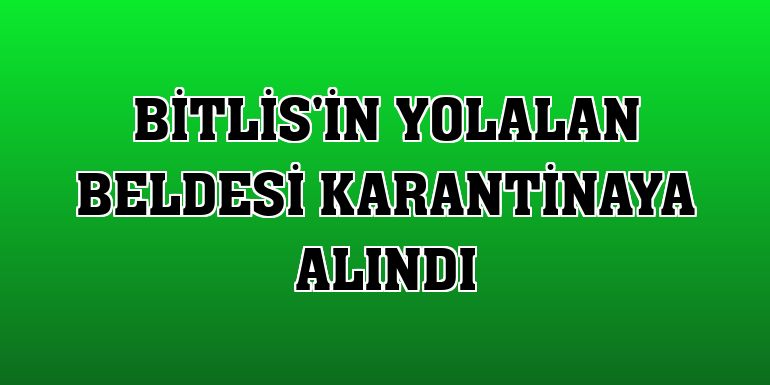 Bitlis'in Yolalan beldesi karantinaya alındı