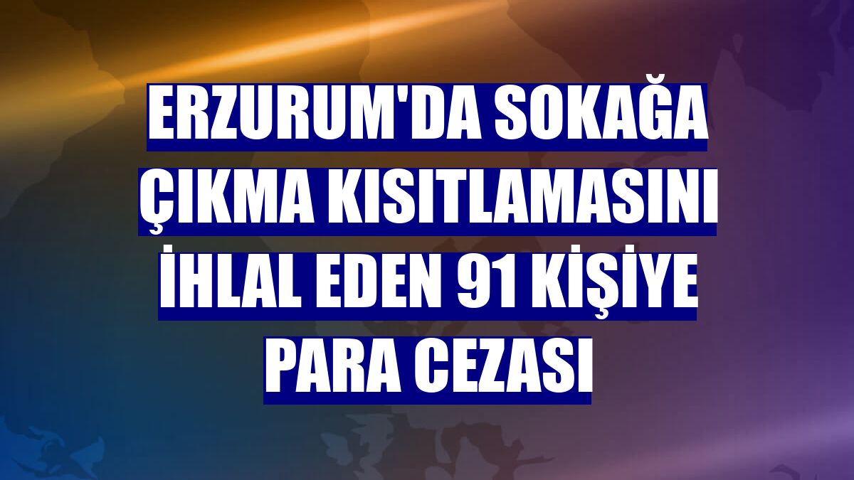 Erzurum'da sokağa çıkma kısıtlamasını ihlal eden 91 kişiye para cezası