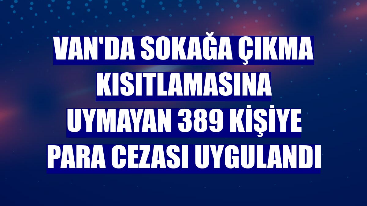 Van'da sokağa çıkma kısıtlamasına uymayan 389 kişiye para cezası uygulandı